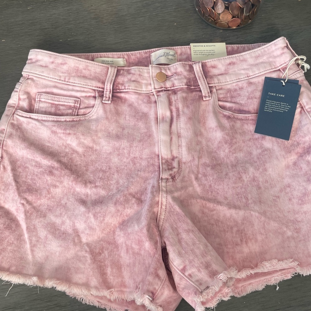 Pink Acid Wash Jean Shorts